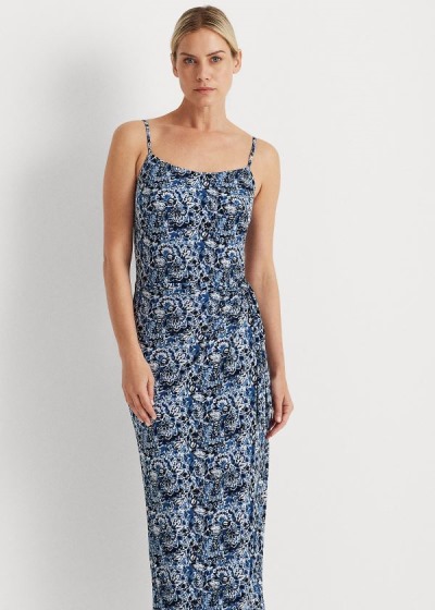 Women's Ralph Lauren Floral Midi Jersey Dresses | 032715DYG